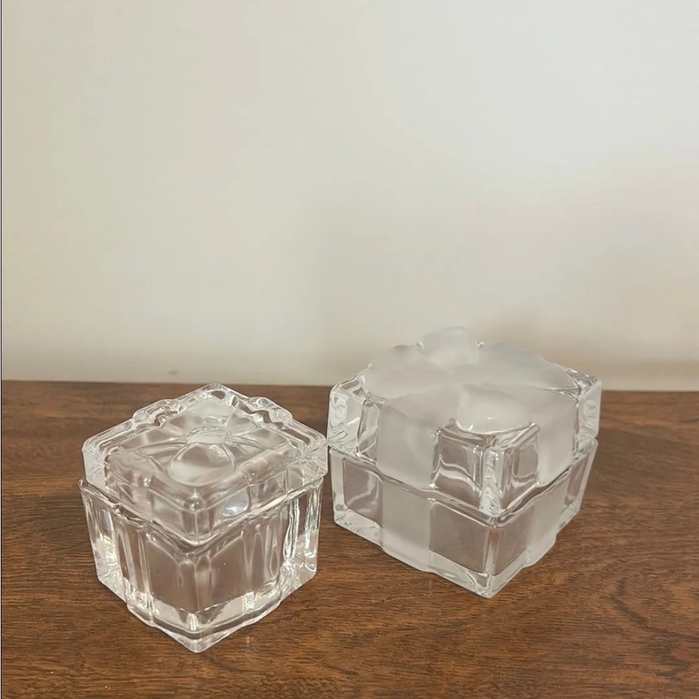 Small  Christmas Clear Glass Trinket Boxes